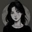 读者暗色系研究生的头像，文艺气质的年轻女性，是邪恶漫画文化研究方向的学术读者形象