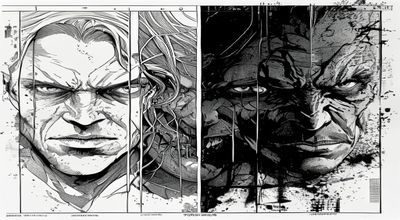邪恶漫画与电影改编对比分析文章配图，漫画分格与电影画面并置，展示邪恶叙事在不同媒介中的转化